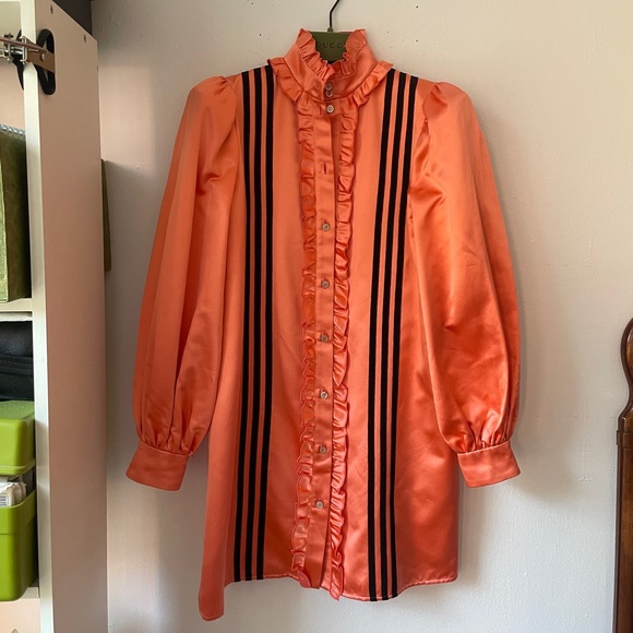 Gucci x Adidas silk shirt dress in orange - Picture 3 of 6